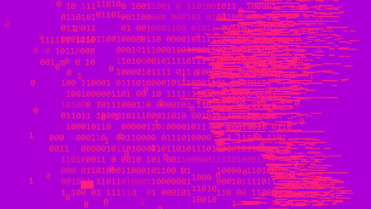 Rosa Binärcode auf violettem Hintergrund