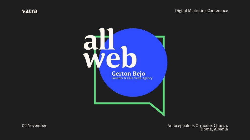 Grafik der Digitalmarketing-Konferenz AllWeb mit Gerton Bejo, Gründer und CEO der Vatra Agency